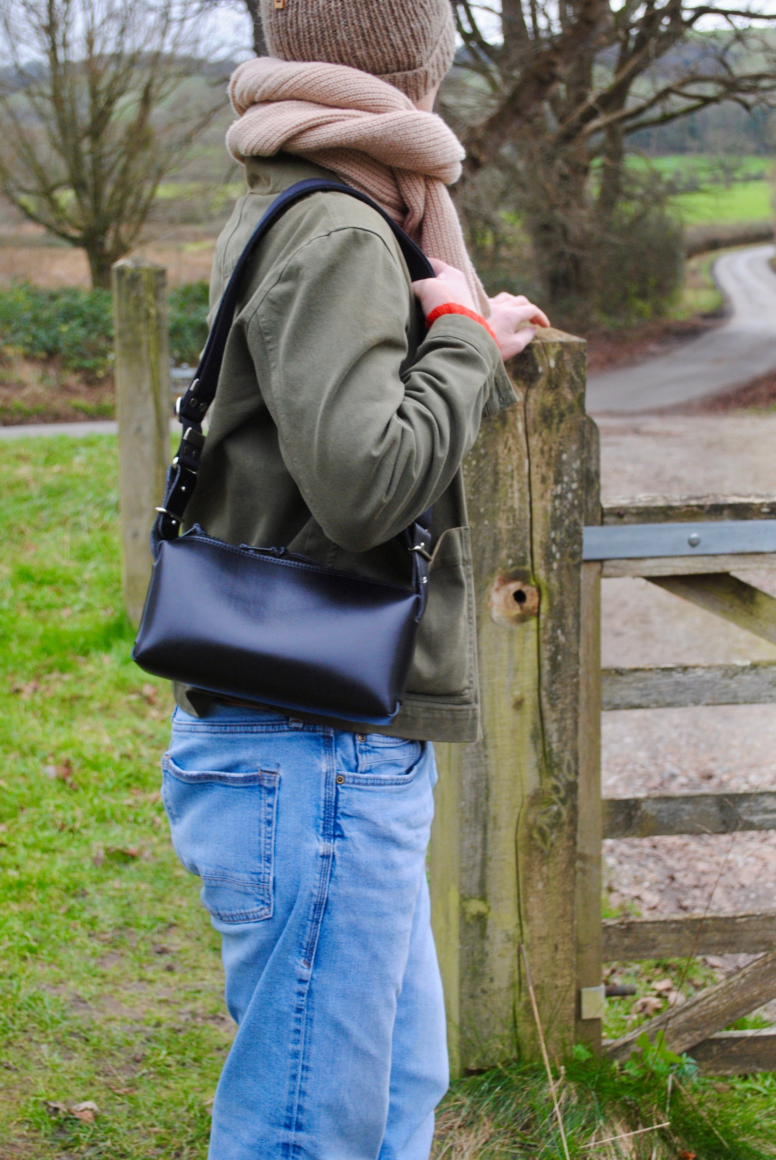 Panther crossbody bag leather organiser carry everywhere everyday storage handcrafted British
