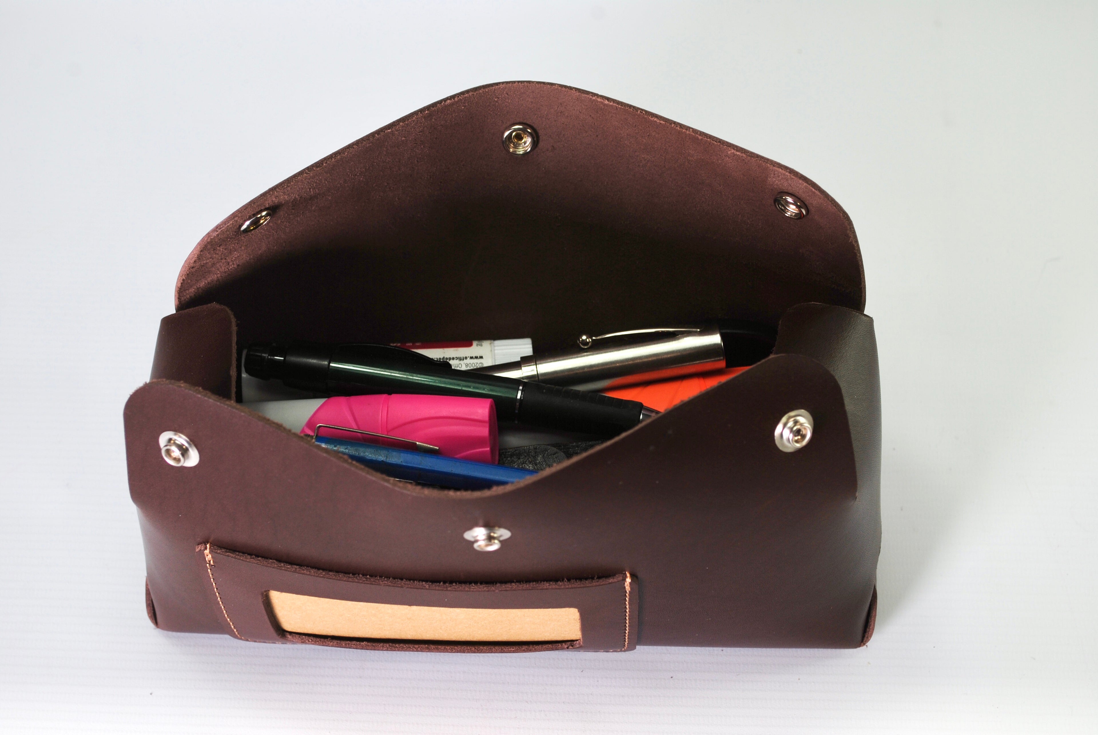 Puffin Pocket leather pouch organiser archive storage handcrafted British