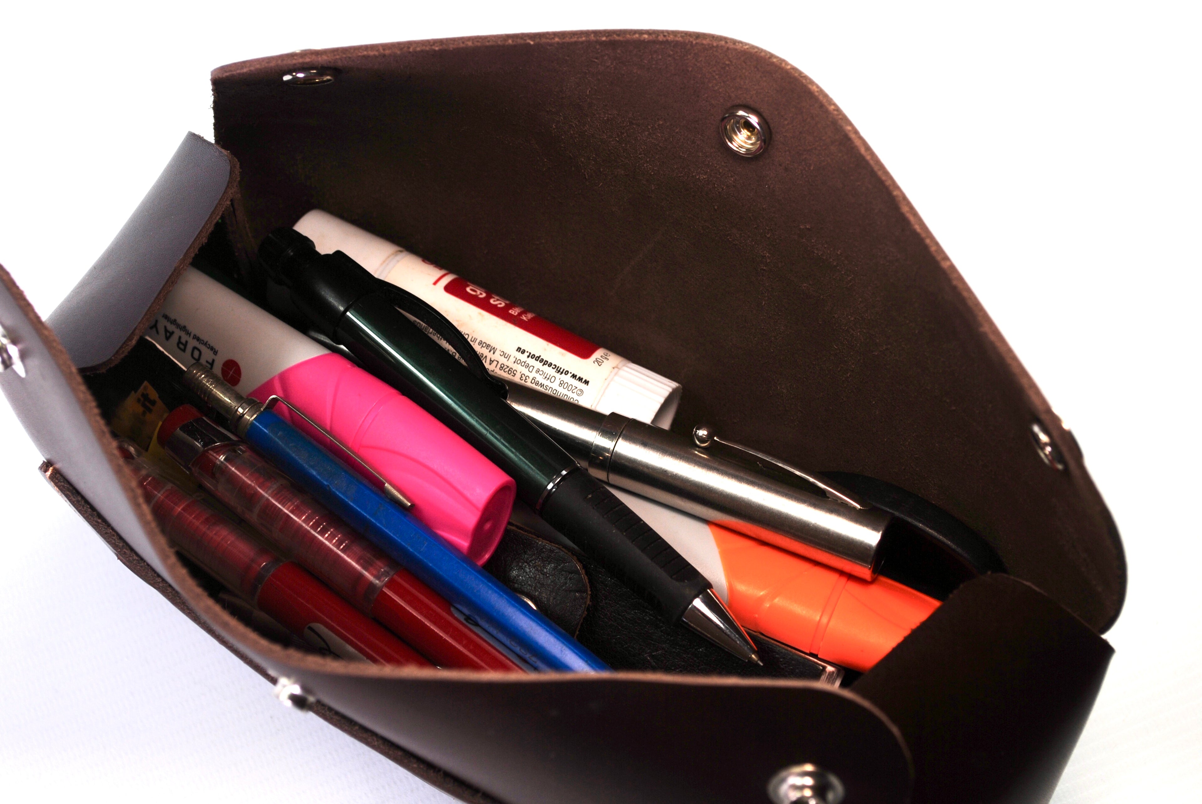 Puffin Pocket leather pouch organiser archive storage handcrafted British