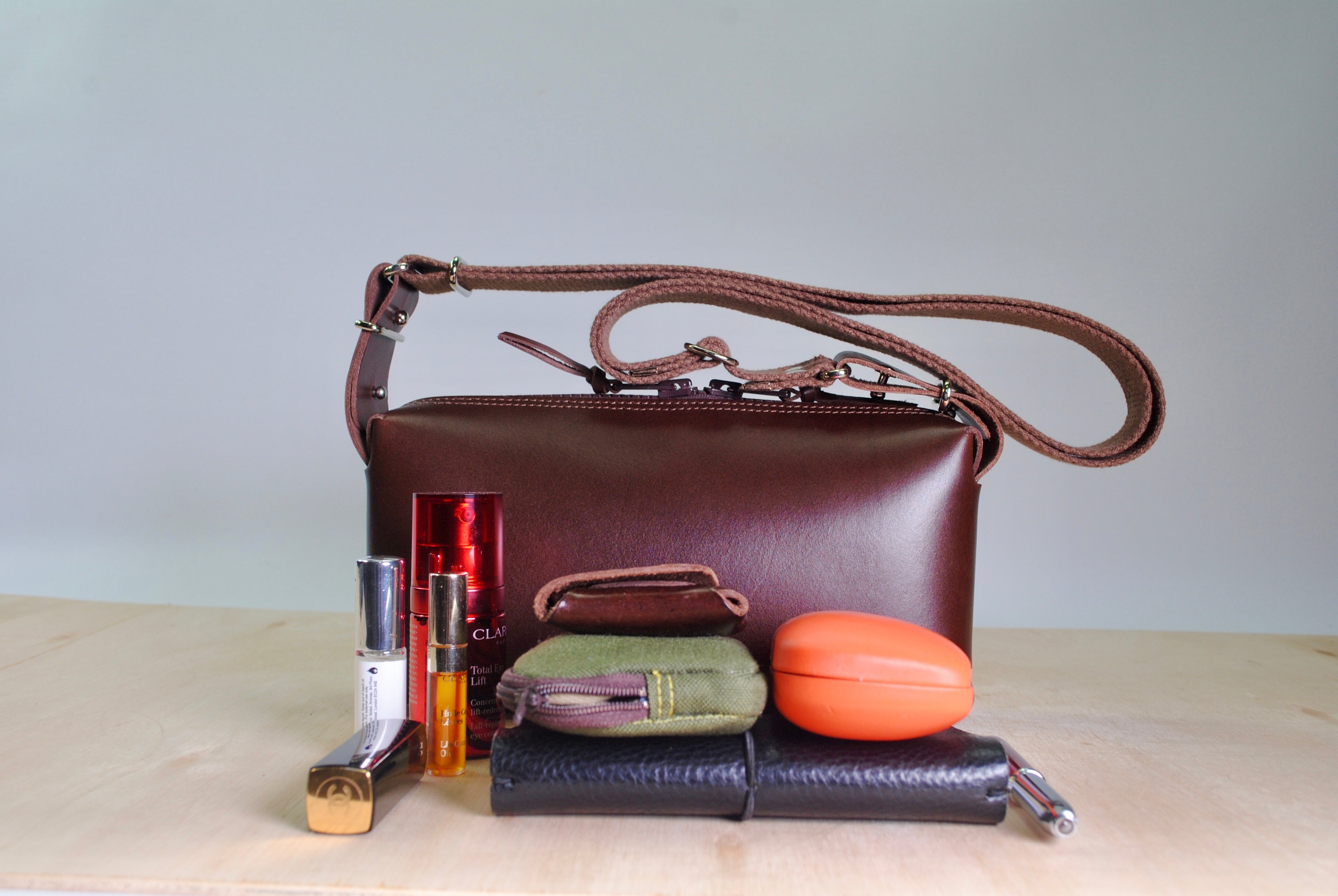 Panther crossbody bag leather organiser carry everywhere everyday storage handcrafted British