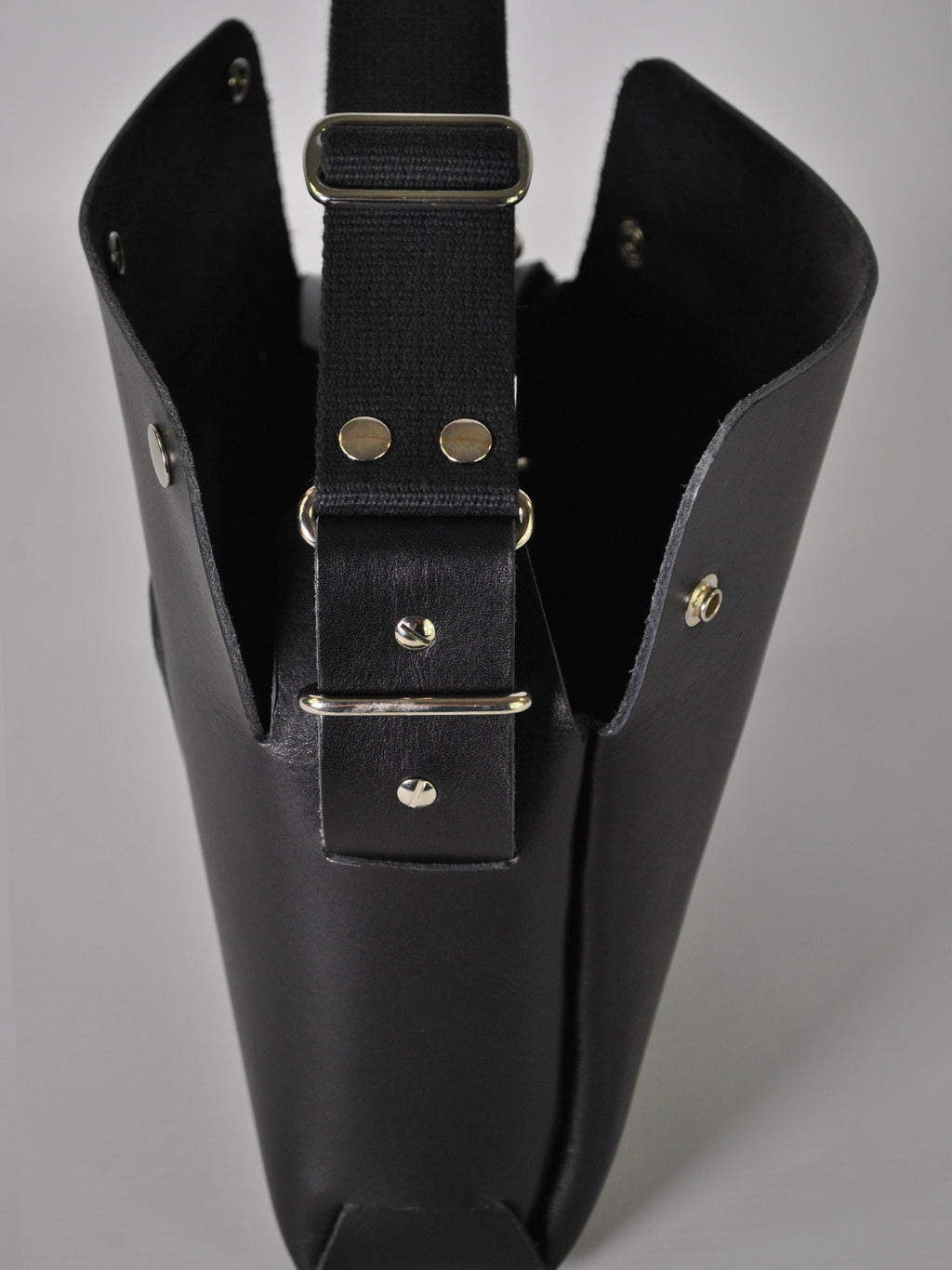 Black leather bag for essentials and built to last 