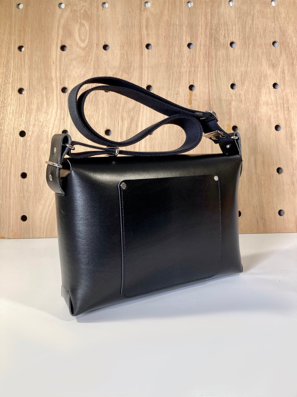Tiger Leather Crossbody Bag in Black