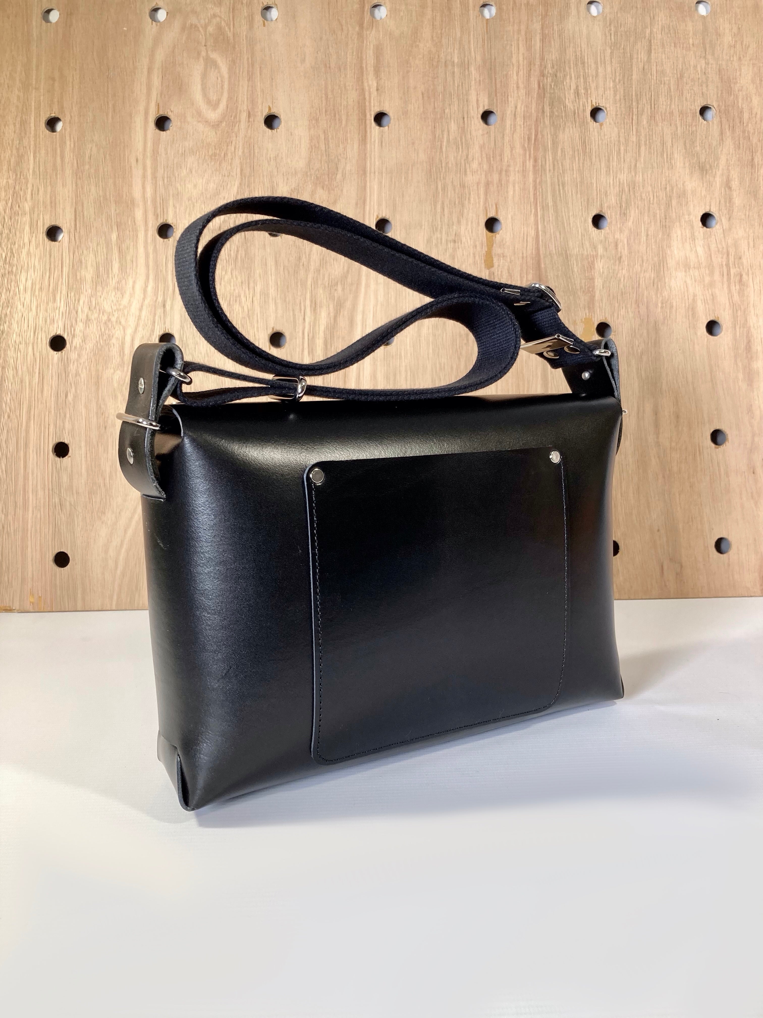 Tiger Leather Crossbody Bag in Black
