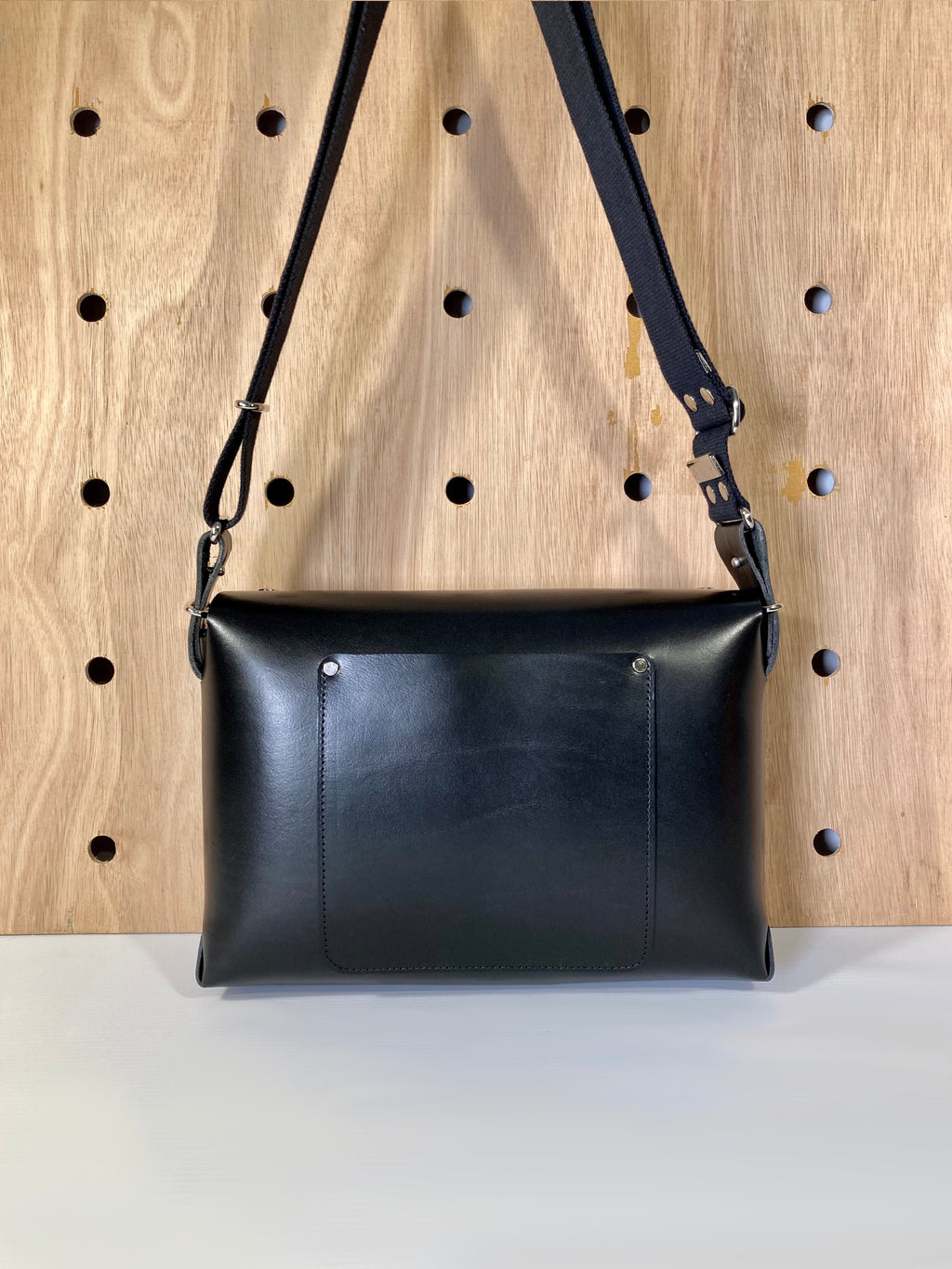 Tiger Leather Crossbody Bag in Black