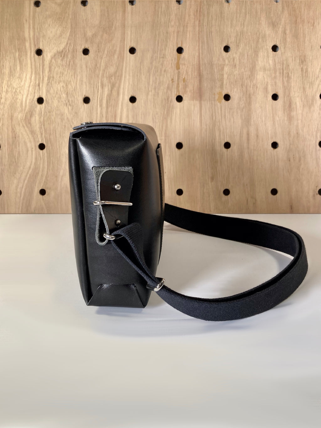 Tiger Leather Crossbody Bag in Black