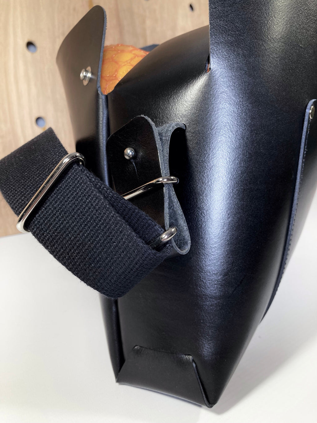 Tiger Leather Crossbody Bag in Black