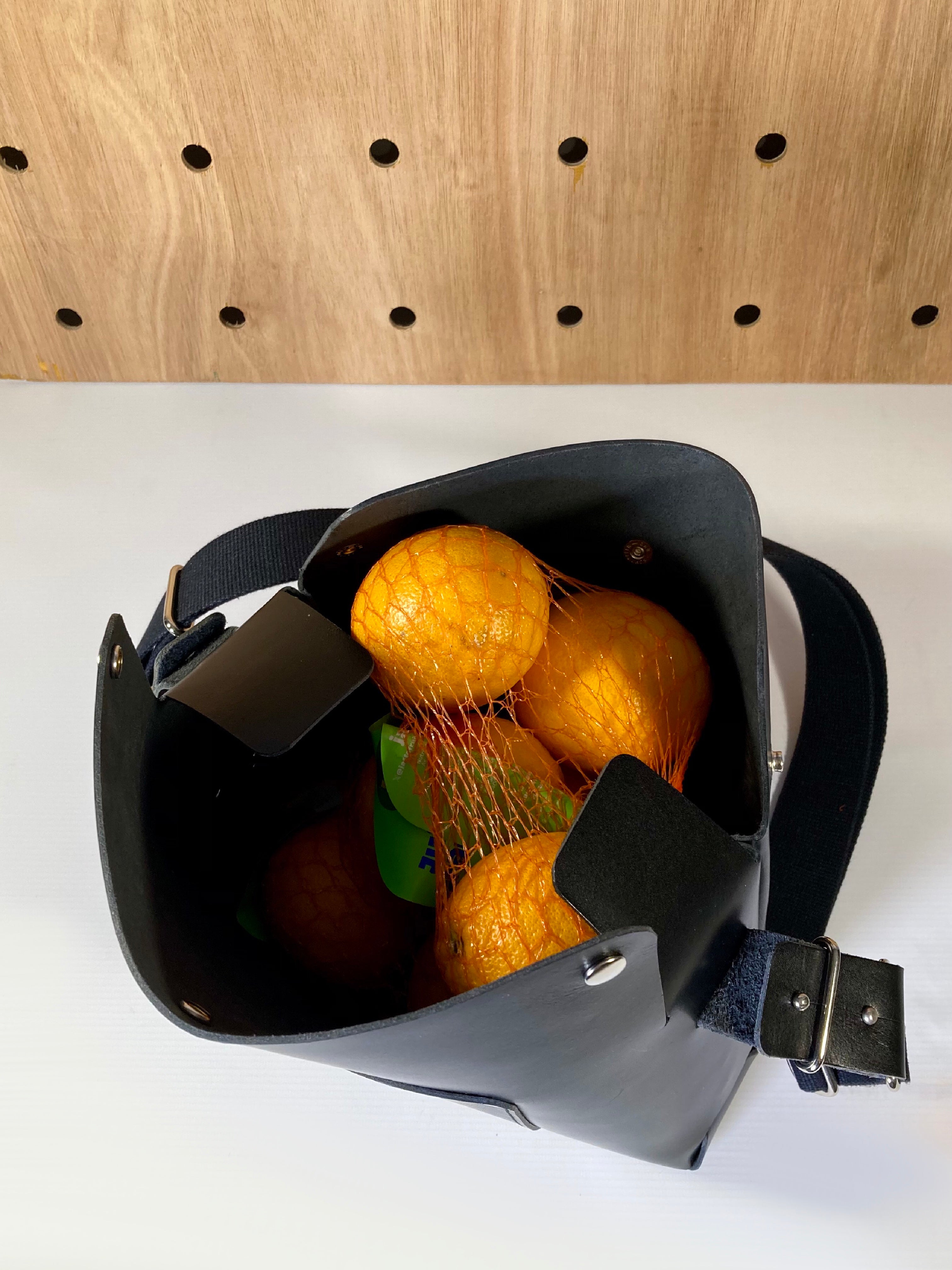 Tiger Leather Crossbody Bag in Black