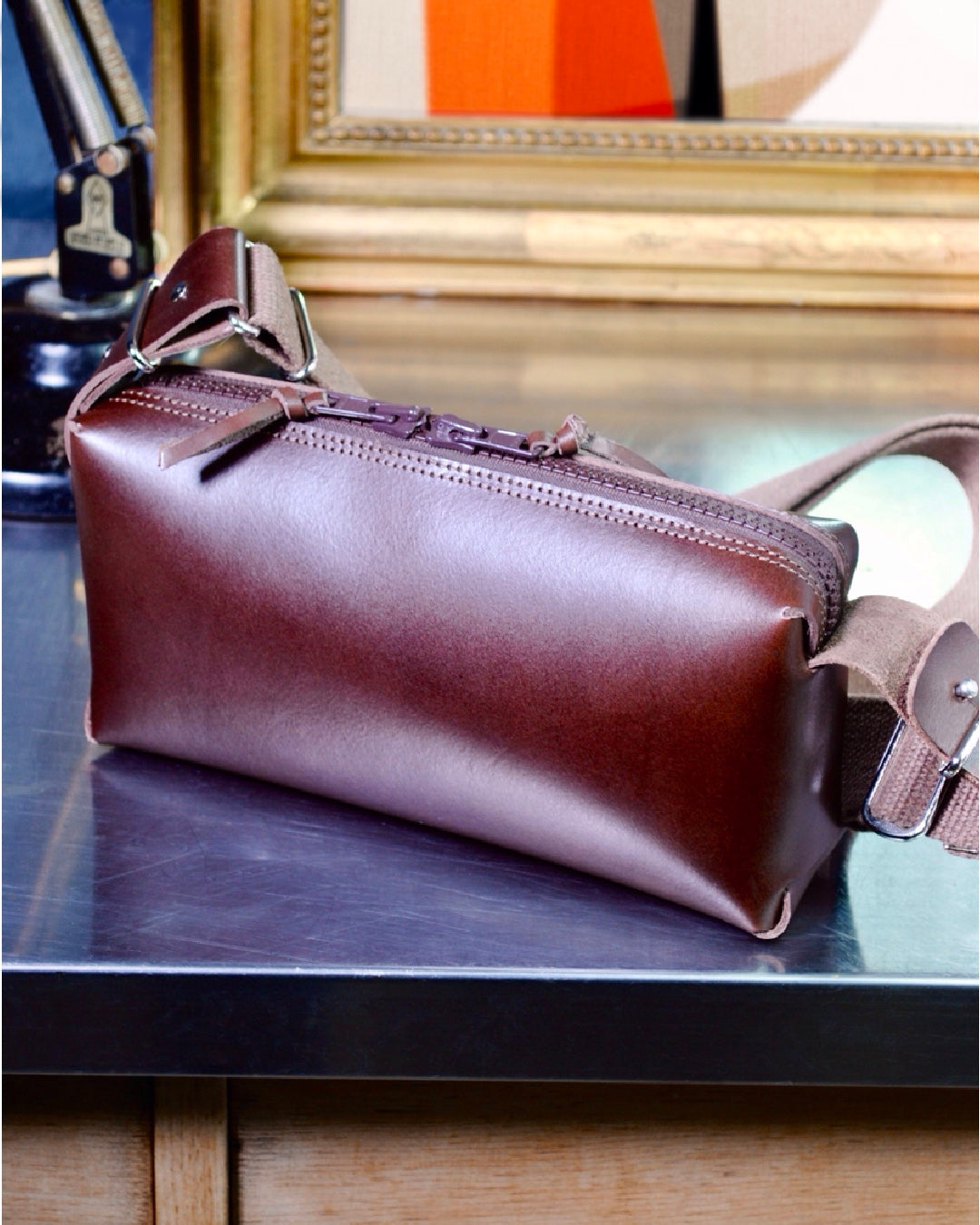 Panther crossbody bag leather organiser carry everywhere everyday storage handcrafted British