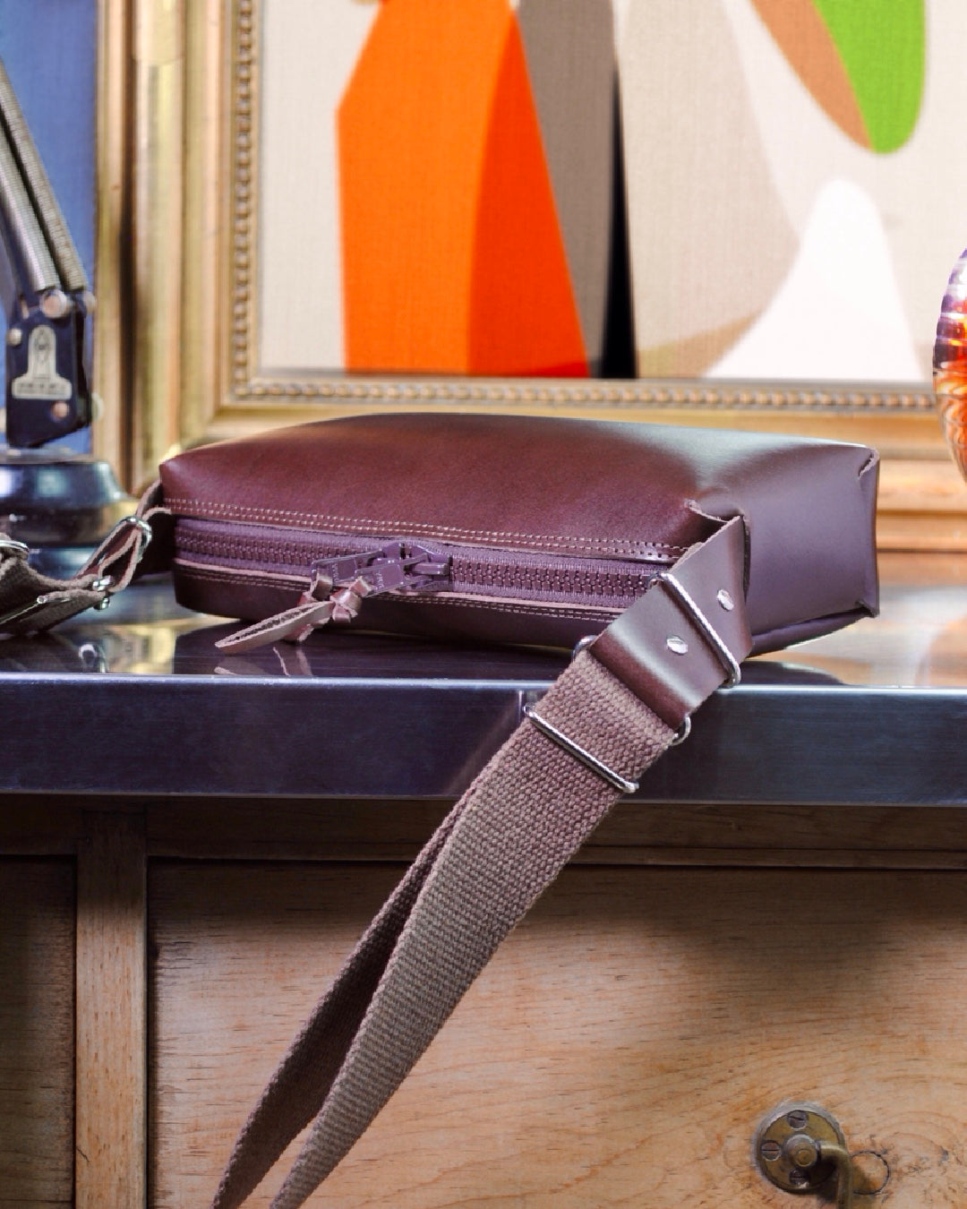 Panther crossbody bag leather organiser carry everywhere everyday storage handcrafted British