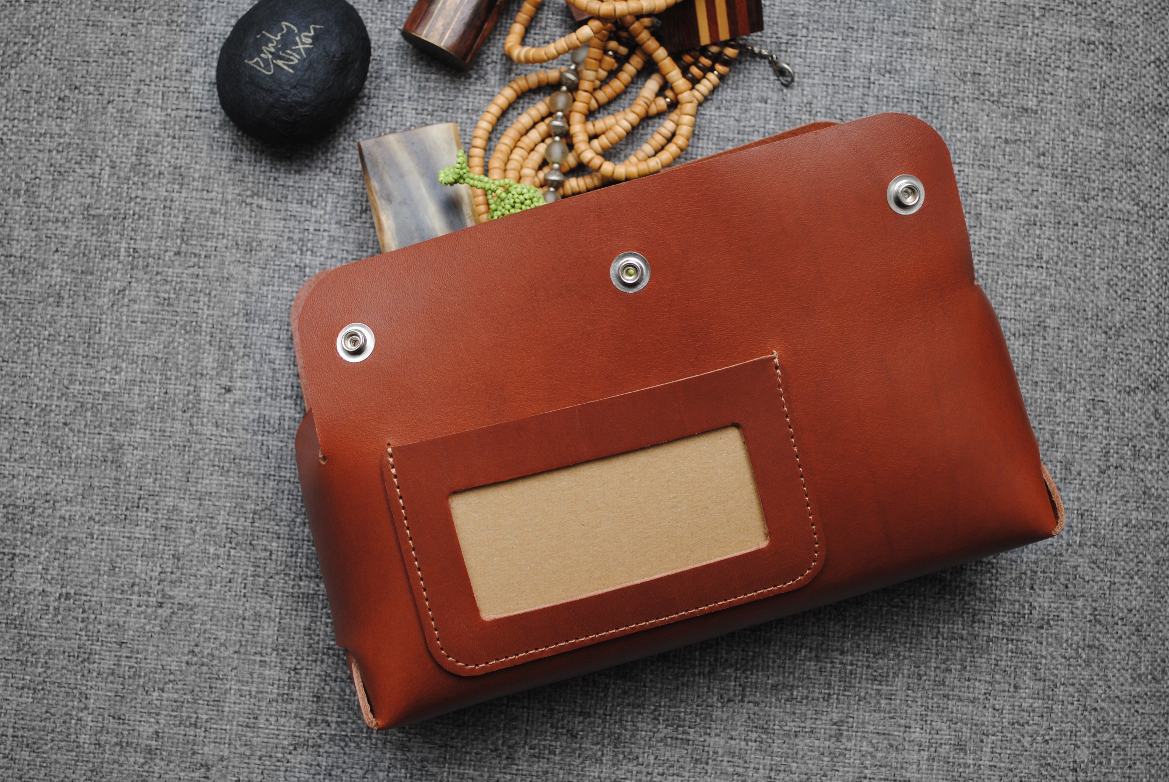Puffin Pocket leather pouch organiser archive storage handcrafted 