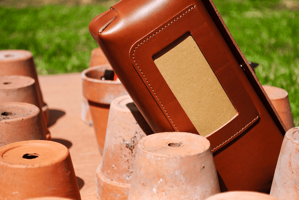 Puffin Pocket Whiskey Veg Tan Leather Storage Pouch Bag Container 