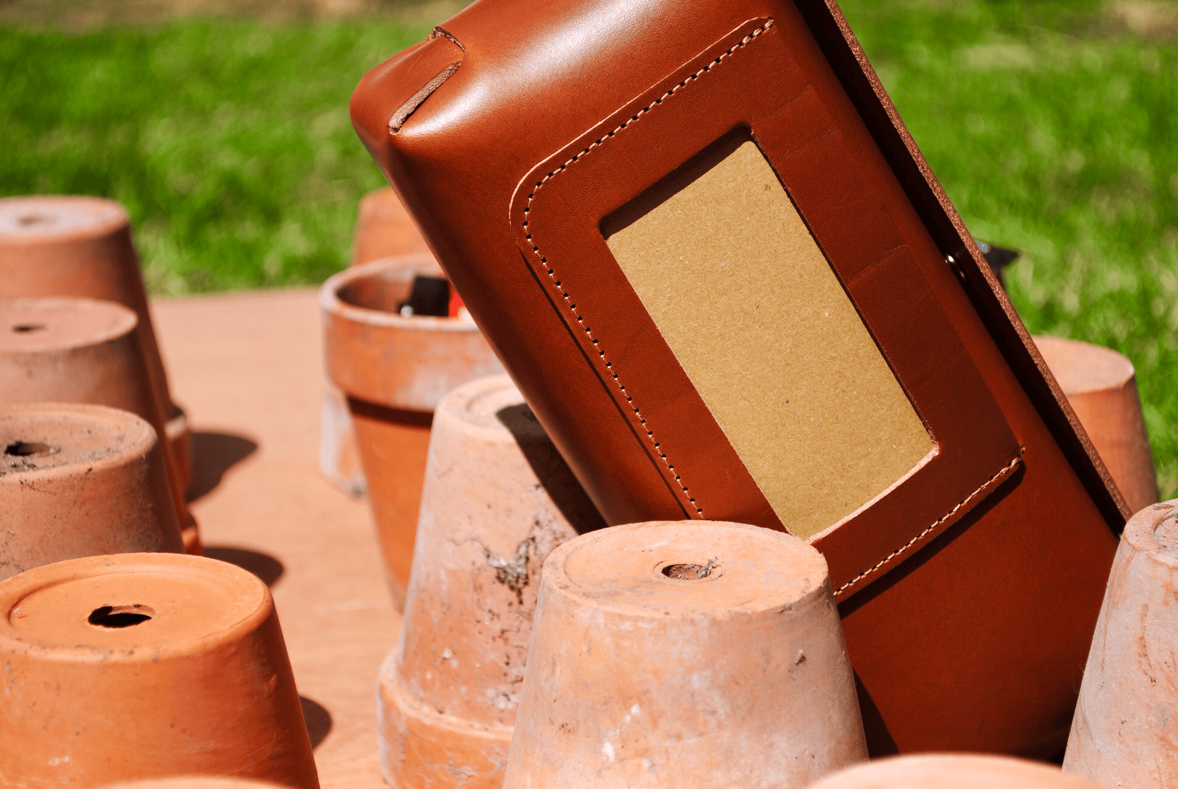 Puffin Pocket Whiskey Veg Tan Leather Storage Pouch Bag Container 